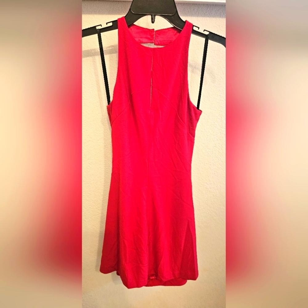 BEBE DRESS SZ 00 RED HALTER MINI